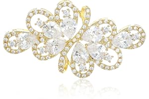 QUKE Glänzende österreichische Cubic Zirkonia Kristall Braut Brosche Pin für Frauen und Mädchen Bräute Hochzeit Brosche Pin