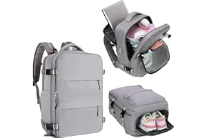 Mi Ko Mi Ka Mochila de Viaje Grande: Resistente al Agua, con Compartimento para Zapatos Separado, Puerto de Carga USB y Diseño Multifuncional Antirrobo. 2210