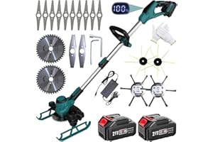 Fiutazge Rasentrimmer mit Akku, Akku Rasentrimmer für Makita-Akkus mit 2 Akku und Unkrautbürste, Teleskopierbar, 90° Drehung, für Rasen- und Buschtrimmen