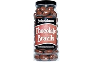 Chocolate Brazil Nuts - (600g) Original Chocolate Covered Brazil Nuts in a Gift Jar by Bentley & Ackerman's Sweet shop.
