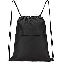 Miomao Drawstring Backpack Gym Sack - 13x18 Inch Canvas Cinch Pack With Zipper Pocket, Navy Blue - View #9