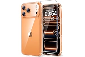 TAURI Funda para iPhone 17 Pro 6.3" con 1 Protector de Pantalla, Vidrio Templado, Protección Lente Cámara, Protección Según la Norma Militar Antigolpes Carcasa - Transparente