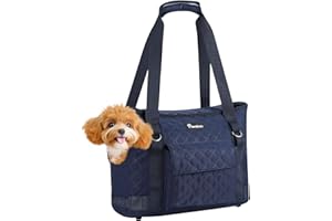 Pawaboo Sac de Transport pour Petits Chiens avec Pochette, Sac de Transport Léger pour Chiens et Chiots, Sac de Transports Souple pour Chiots, Chats et Lapins de Moins de 11 LBS, Marine Bleu