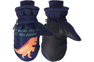 QKURT Gants de Ski Enfants, Moufles de Ski Fille Garçon Gants Chaud Hiver Moufles Coupe-Vent Respirant Snowboard pour Vélo Équitation Patinage Garçons Filles 2-5 Ans