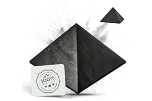 Pirámide de Shungit PURAJA | Original de Carelia | Pulida | Contiene Fullerenos | Con Certificado de la Mina de Zazhoginskij (5cm)