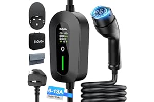 EzGoGo EV Charger Cable Type 2 to 3 Pin Plug 32.81Ft/10M Electric Car Charger 3kW, [6/8/10/13A] Type 2 Charging Cable 3 Pin EV Charger IP65 Advanced Protection Suitable for EVs & PHEVs