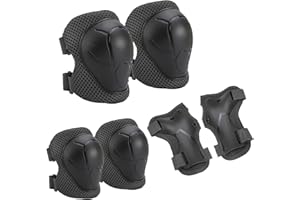 Hovineumoo Protezione Kit per Bambini, 6 in 1 Ginocchiere | Gomitiere | Tutore Polso Protezioni Set, Regolabile Attrezzatura Protettiva, Sicurezza Set per Pattini Skateboard, Scooter e Rollerblade