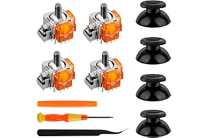 inRobert 4 Pack TMR Electromagnetic Joystick, Anti-Drift Sticks Repair Kit for PlayStation 5 Controller, TMR Joysticks Replacement Accessories Includes Thumbstick Caps(Yellow)