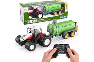 WISBECOST SMAUTOP Tractor de Control Remoto, Juguete de Tractor 1/24 con Funciones de luz y Sonido Tractor electrónico para niños y niñas Mayores de 3 años