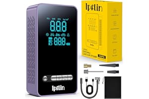Ipflin Compresor Aire Portatil - Inflador Ruedas Coche 150PSI con Linterna y Batería Recargable - para Coches, Motos, Bicicletas SOS Emergencia y para Viajes Familiares(Negro)