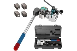 Zyncove Professional Bremsleitung Bördelgerät – 45 Grad Bördelwerkzeug für Bremsleitungen mit 4 Schneideisen (Ø 4,75mm/6,35mm/8mm/9,5mm),Bördelgerät Bremsleitung für Einzel-,Blasen- und Doppelbördelun