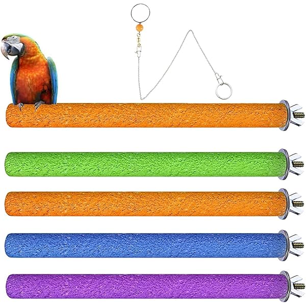 4 Posatoi Per Pappagalli In Legno Naturale - Trespidi Colorati Per Uccelli Da Gabbia