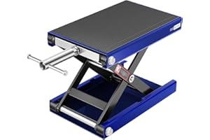 VIVOHOME Elevador Moto Plataforma Elevadora Motocicleta Ancha de Acero Altura Ajustable, Soporte Central Capacidad de 500kg para Coche Taller Garaje Vehículos Azul