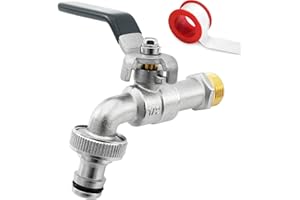 SHYNE 1/2'' Pouce (15/21) Robinet d'eau en Laiton de Qualité Supérieure, Résistant à la Rouille et au Gel + Raccord de Tuyau Gratuit + Ebook | Pour Jardin, Machine à Laver, Baril de Pluie (2 Pcs)
