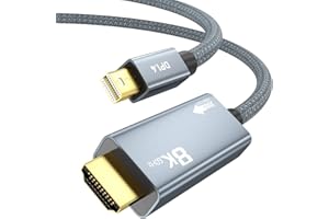 ULT-WIIQ 8K Mini DisplayPort to HDMI Cable, Mini DP to HDMI 2.1 Cord, Support 8K@60Hz, 4K@120Hz, 2K@240Hz, HDR, FreeSync, VRR, Dolby Vision for Thunderbolt 2, iMac, Surface Pro/Dock, Monitor, Graphics (3M)