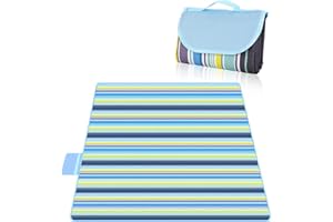 AOUVT Picknickdecke 200 x 200 cm，wasserdichte, Sanddichte, Feuchtigkeitsfeste, Waschbare Strandmatte für den Außenbereich，Faltbar Leicht mit Tragegriff Matte，Geeignet für Picknicks, Camping, Wandern