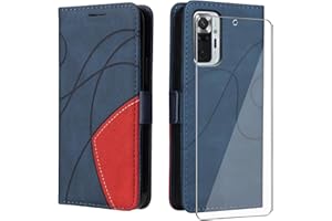 UKECASE Funda con Protector para Xiaomi Redmi Note 10 Pro, Carcasa Libro de Premium Cuero PU Suave Tapa con Ranura para Tarjetas Color Azul
