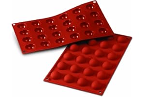 silikomart | SF006 Moule en silicone pour Monoportions SEMISFERA, anti-adhérent, 24 cavités, Lot de 1 Moule à gâteau, ø 30 h 15 mm, Made in Italy