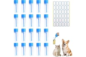 FIHODONE Lot de 20 tubes d'échantillonnage de selles de 20 ml avec autocollants d'étiquette, tubes d'échantillons avec cuillère, tubes d'échantillons pour animaux de compagnie, tubes de chaise avec