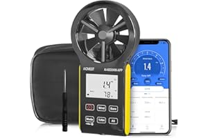 AIOMEST 6000WM-APP Digital Anemometer Handheld Wind Meter Wind Meter CFM Wind Speed Meter with MAX/MIN/AVG for Wind Speed Temperature Wind Chill Tester, HVAC