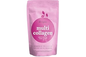 Divique poudre de collagène [500g] - premium multicollagène de type 1, 2, 3, 5, 10-100% peptides - 10 000 mg de collagène par jour - insipide, soluble, sans additifs