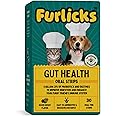 Furlicks Gut Health Supplement for Dogs & Cats | Probiotics, Protease, Lipase for Improved Digestion, Enhanced Immunity, Healthy Gut Flora & Diarrhea & Bowel Support (30 Oral Dissolving Strips)