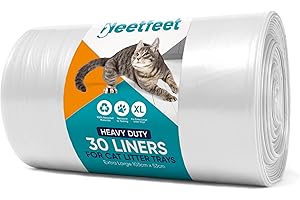 VIVO TECHNOLOGIES 30 Extra Large Cat Litter Tray Liners on a Roll Scratch Resistant and Leak Proof Cat Litter Plastic Bags Litter Tray Bags, 103x53cm