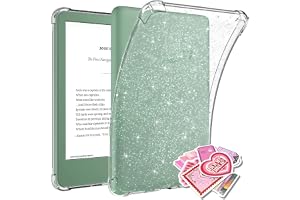 T Tersely Glitter Crystal Clear Case for Kindle 11th Gen 6" | Shining Shockproof Thin Silicone 2024/2022 Release Corner Protection Glitter Clear with Stickers