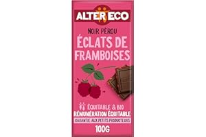 ALTER ECO - Tablette Chocolat Noir 60% - Éclats de Framboise - Bio & Équitable - Origine Pérou - 100 g
