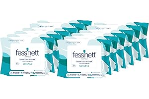 FESS NETT Fess'nett - Papier Toilette Humidifié - Sensitive - 50 Pièces - Hygiène et Confort - Ultra Doux et Résistant - Parfait pour Peaux Sensibles - Usage Facile - Lot de 12