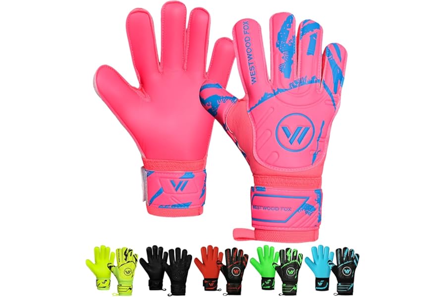 WESTWOOD FOX Goalkeeper Gloves,Finger Protection Soccer Goalie Gloves for Kids,Youth,Adults,Heavy Grip Palm with Dumbo latex 4+3 mm,Wrist Support