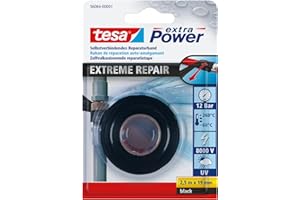tesa extra Power Extreme Repair Ruban de Réparation – Ruban d'Étanchéité Auto Amalgamant Souple pour l'Étanchéité et l'Isolation de Tuyaux et Câbles – Silicone Résistant – Noir