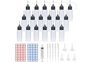 Dondeen 12 StüCk PräZisionsspitzen-Applikatorflaschen Transparente Leim Flaschen Tropfflaschen für Flüssigkeiten aus Kunststoff für DIY Quilling Handwerk, Acrylmalerei (10ml×12)