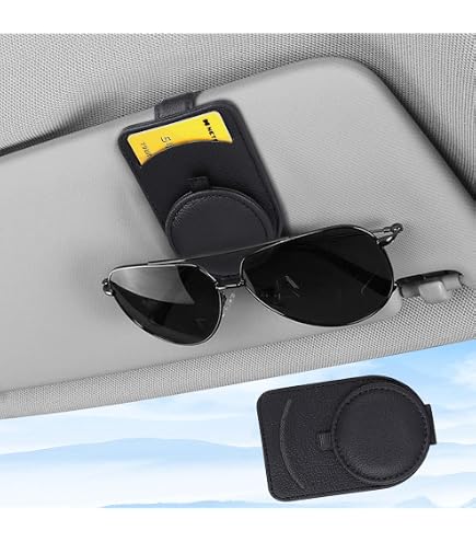 Support Lunettes Voiture WUFANC - Cuir PU, Aimant Néodyme Fort - Fixation Paré-Soleil Une Main