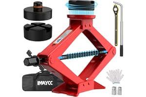 IMAYCC Nueva Actualización Gato para Coche 3T/3000kg,Kit de Gato Coche Universal con 2 Piezas Bloque de Goma, Portátil Kit de Emergencia con Llave de Tuercas de Rueda para SUV MPV Tesla