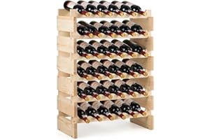 COSTWAY Cantinetta Portabottiglie Vino in Legno di Pino, Portabottiglie per Vino con 6 Ripiani, per 36 Bottiglie, per Cucina, Bar e Cantina (36 Bottiglie)