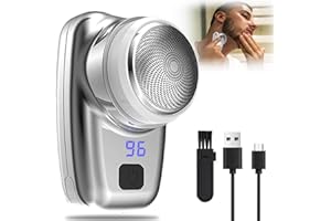 ‎MOLBORY Molbory USB Mini Rasierer, Mini Rasierer Herren Elektrisch, Tragbarer Waschbarer Nass- und Trockenrasierer für Männer Mini Electric Shaver mit Leistungsanzeige, Reise Shaver Herren für Auto, Reisen
