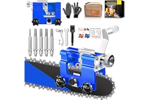 SULIAO Chain Saw Sharpening Jig, Chain Saw Sharpener Tool with 5Pcs Tungsten Carbide Chainsaw Sharpener Bits, Blue Portable Manual Chainsaw Chain Sharpening Jig Kit for 4"-22" Chain Saws,