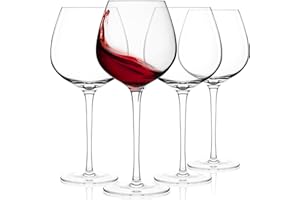 Sipour Juego de 4 Copas de Vino de 650 ml - Regalo Ideal, Juego de Copas para Vino Tinto y Blanco - Copas Vino Cristal Diseño Resistente y Elegante - Copas Vino Accesorios para Vino