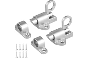 Amaxiu Lot de 2 loquets à fermeture automatique, loquet de porte à ressort résistant en alliage d'aluminium, loquet de sécurité à ressort automatique, serrure de porte coulissante avec vis (argent)