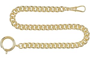 Hermann Jäckle Taschenuhrkette 3011pl Rundpanzer aus Messing vergoldet & poliert I Uhrenkette für Taschenuhr I 30cm