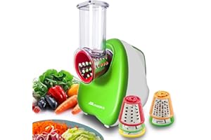EA ARENA Electric Grater, Electric Cheese Grater, Salad Maker Multi Grater with 5 Cones, 150W Electric Slicer for Fruit and Vegtables, Easy to Clean,Stainless Steel (Green)