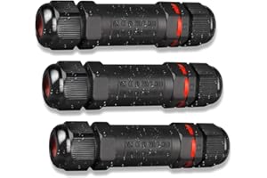 AMZKOI Boîte de Derivation Étanche, 3 Pcs Connecteur Électrique Éxterieur IP68, Domino Etanche Boîtier de Jonction Ø 1mm-13mm…