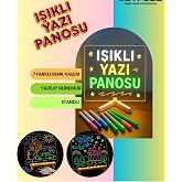 Neon Işıklı 7 Renk Işık Boyama Kalemli Led Resim Panosu Boyama Tahtası Kalemleri 20 X 20