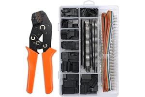 CAMWAY Pince à Sertir Dupont Kit de Outils de Sertissage avec 1550 PCS Dupont Mâle/Femelle Connecteur à Cliquet Modulaire Isolée 2,54 mm 3,96 mm 23-16 AWG 0,25-1,5 mm²