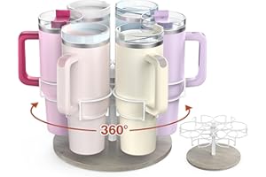 Kssiaz Portavasos para Stanley, Soporte Giratorio para Botellas de Agua para Tazas Stanley de 40oz, Soportes para Tazas para Mostrador, Organizador de Vasos Almacenamiento de Cocina, Gris