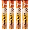 Vitamin D Effervescent Tablets - Dissolvable High Strength Vitamin D3-20 Vitamins Per Tube (4 Pack) from Sunshine Nutrition Brand