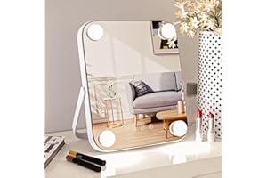 ANGNYA Hollywood Specchio da Trucco con Luci, Grande Specchio Cosmetico Illuminato 4 Lampadine Led Dimmerabili con Tre Colorie, Schermo Smart Touch Control e Rotazione a 360 Gradi