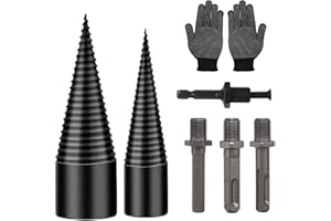 FASBET Spaccalegna 42 mm + 32 mm con 4 manici per trapano, spaccalegna per legno, spaccalegna per legno e legna da ardere, 32 mm + 42 mm