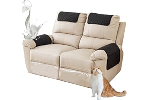 ZGDDPZA Armchair Arm Cover,Headrest Cover for Recliner Sofa Quilted Chair Arm Cover with Pockets Waterproof Non Slip Sofa Protectors Pet Dog (Black,2-Seater 4pcs)